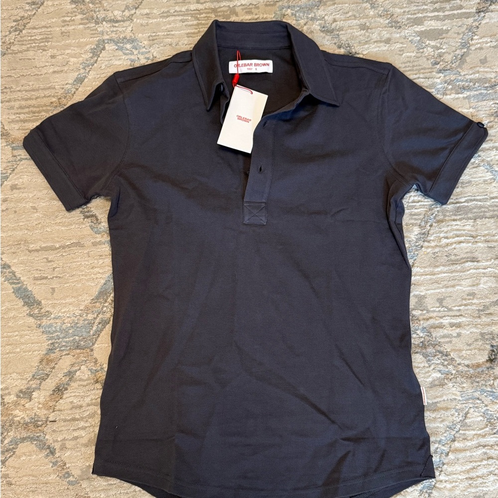 Orlebar Brown Linen Tailored Men's Polo Shirt Dark Grey